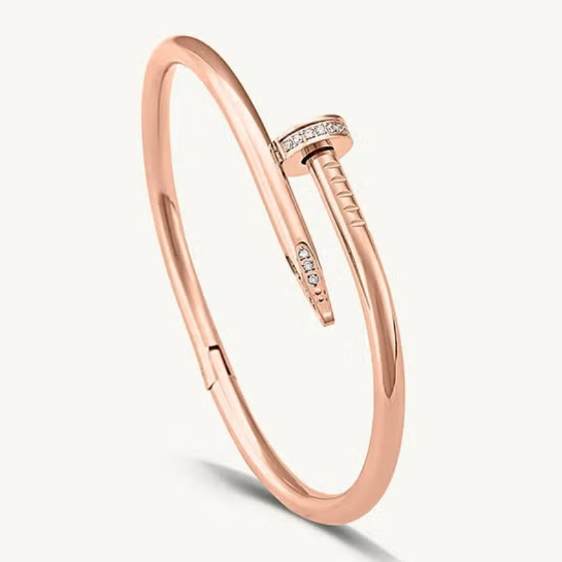 PALMONAS 18k Gold Tone Plated Nail Bangle Bracelet for Women