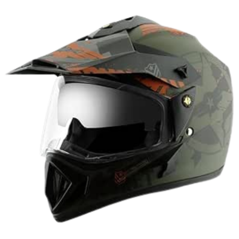 Vega Off Road D/V Secret Dull Green Black Helmet-L