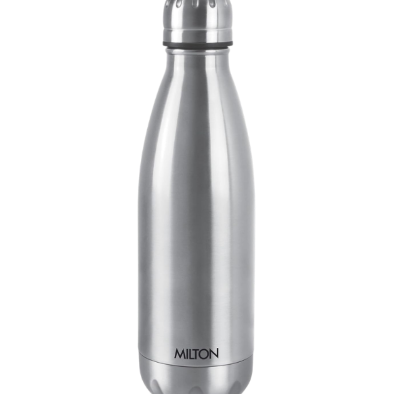 MILTON 1000ml Vacuum Insulated Water Bottle, 18/8 Stainless Steel, Keeps Drinks Hot and Cold for 24 Hours, Double-Walled Thermos Flask with Inner Copper Coating for Sports, Gym, Duo Dlx - Silver