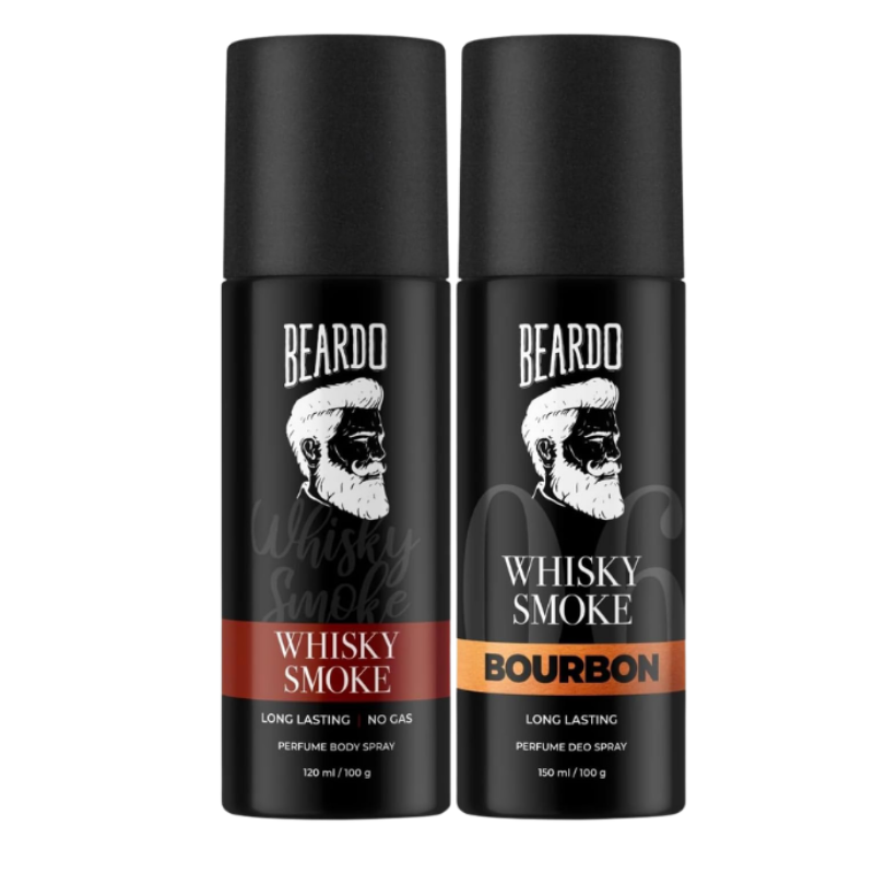 Beardo Whisky Smoke & Bourbon Perfume Body Spray (Set of 2) Spicy, Woody Oudh Deo for Men Long Lasting |Date night Deodorant for Men | Fresh Scent | Valentines day gift for husband | Gift for