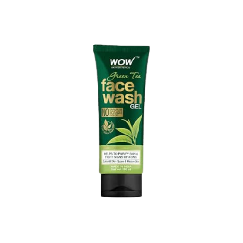WOW Skin Science Green Tea Face Wash Gel - contains Green Tea, Aloe Leaf Extracts, Pro-Vitamin B5 & Vitamin E - for Purifying Skin - No Parabens, Sulphate, Silicones & Color - 100mL