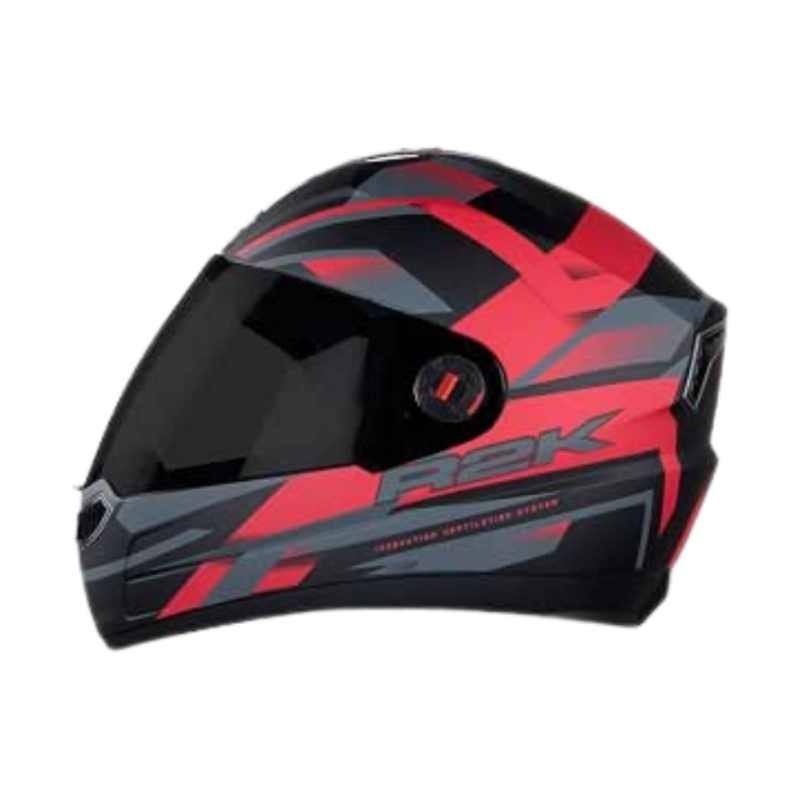 Steelbird SBA-1 R2K ISI Certified Full Face Graphic Helmet in Matt Finish ( Medium 580MM, Matt Black Red with Smoke Visor )