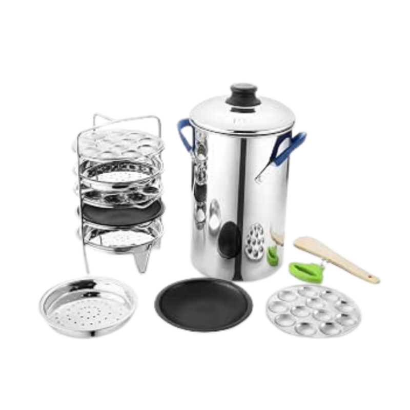 JVL Stainless Steel Domestic Full Set Thattu Idly, Idiyappam/Dhokla Maker