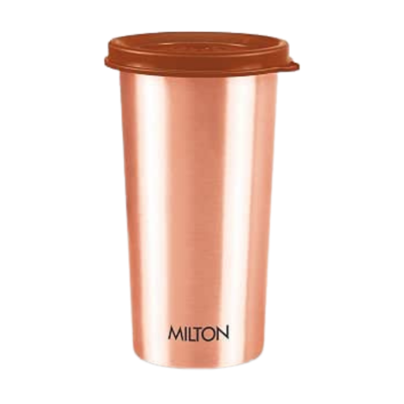 MILTON Copper Drinking Water Tumbler with Lid, 1 Piece, 480 ml, Copper | 100% Leak Proof | Office | Gym | Yoga | Home | Kitchen | Hiking | Treking | Travel Tumbler