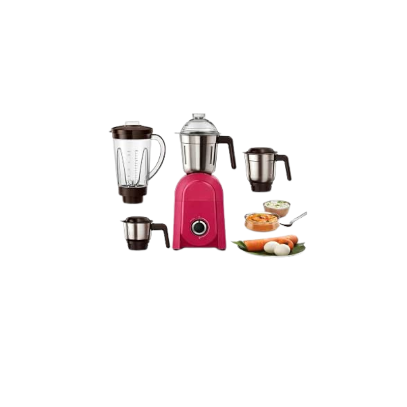 BOSCH CosMixx Pro 1000 W Mixer Grinder | MG8714C4PI/01 | 4 Jars | Pink) | 3 SS Jars Included, Transparent Blender Jar, Multiple Speed Settings, Wet & Dry Grinding, Compact Design