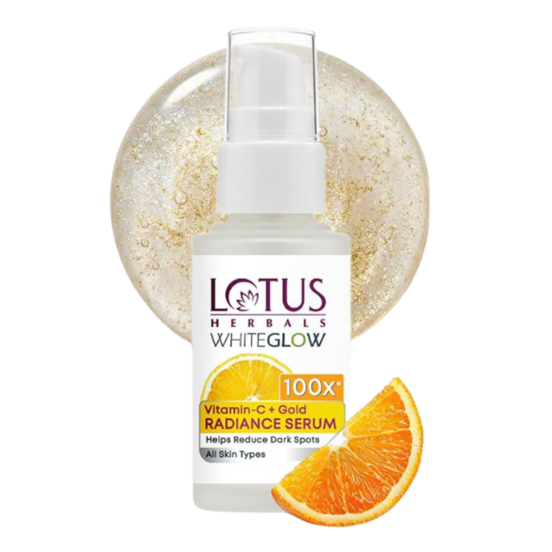 Lotus Herbals WhiteGlow Vitamin C and Gold Radiance Face Serum | For Dull & Dry Skin | Brightening & Hydrating | 30ml, Yellow