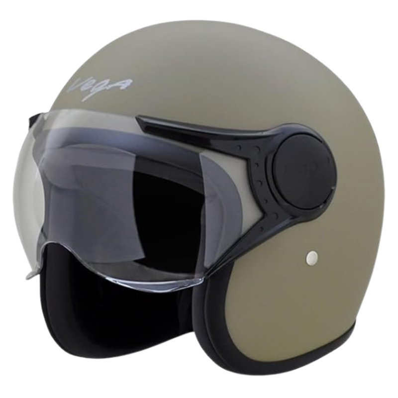 Vega Jet Matt Finish Open Face Helmet for Men and Women with Clear Visor(Dull Desert, Size:L)
