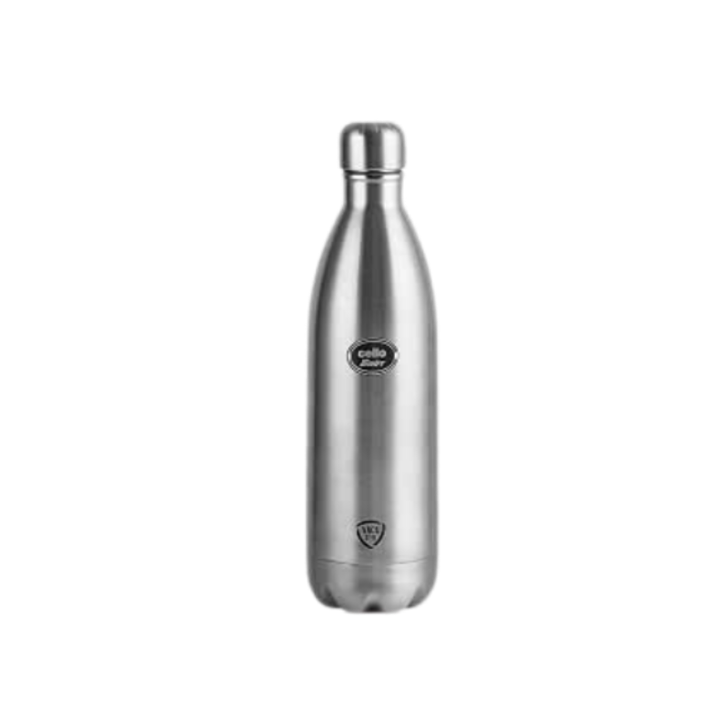 Cello Swift Stainless Steel Vacuum Insulated Flask 1000ml| Hot and Cold Water Bottle with Screw lid | Double Walled Silver Bottle for Home, Office, Travel | Steel Thermos Bottle 1L
