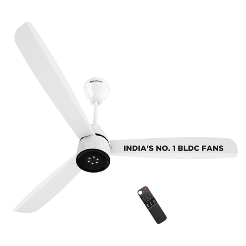 atomberg Renesa Enzel 1200mm BLDC Ceiling Fan with Remote Control | BEE 5 star Rated Energy Efficient Ceiling Fan | High Air Delivery with LED Indicators | 1+1 Year Warranty (Gloss White)