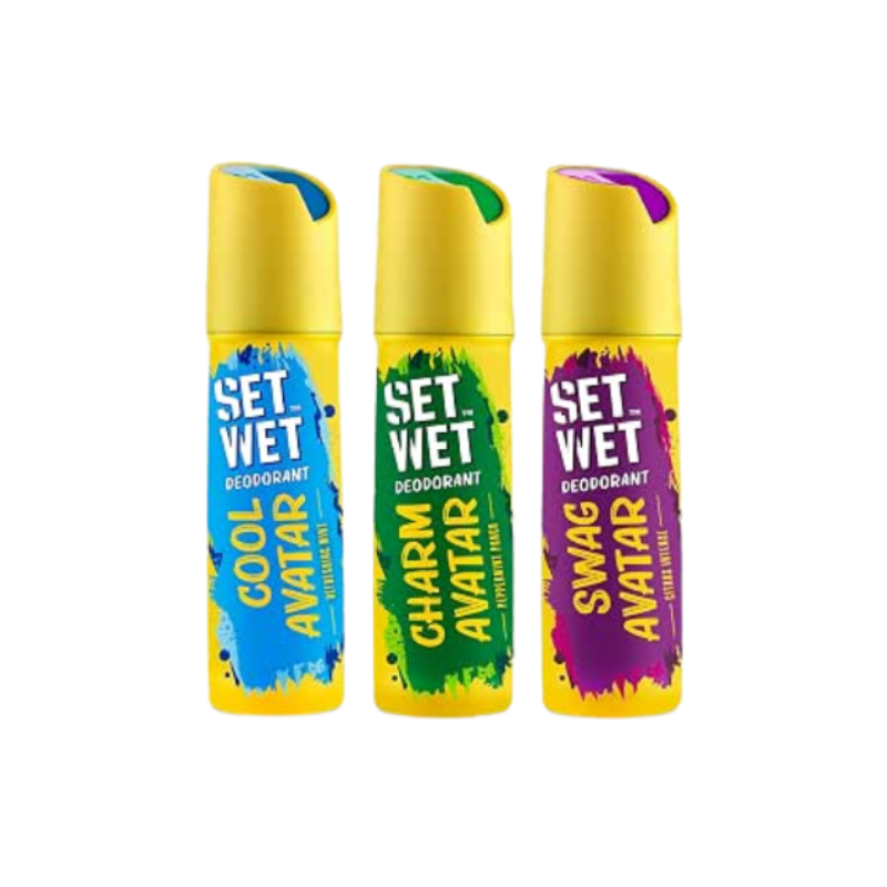 SET WET Deodorant Spray Perfume Cool Charm & Swag Avatar for men, 150ml (Pack of 3)