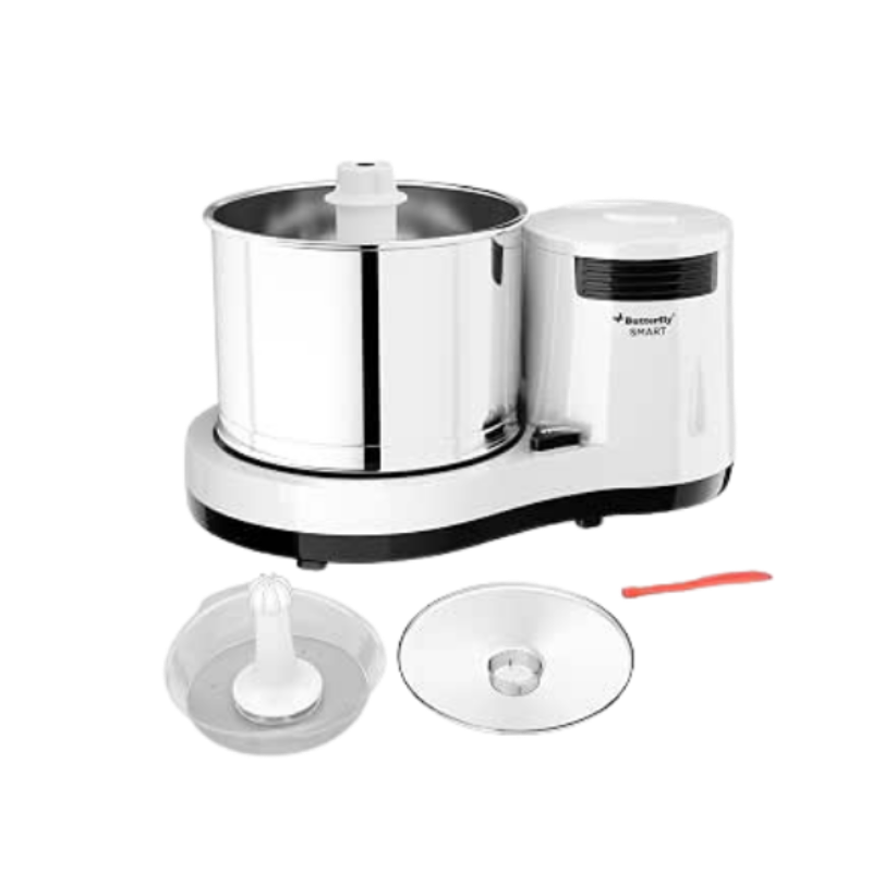 Butterfly Smart Wet Grinder 2L (White) with Coconut Scrapper Attachment, Output - 150 W, Input 260 W