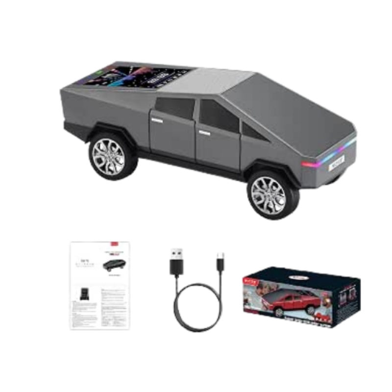 Portable WS-580 Bluetooth Speaker with Truck Replica, Screen, HD Sound, TWS Pairing, FM Radio, Built-in Microphone for Hands-Free Calls, and LED Light for Parties. (Gray)