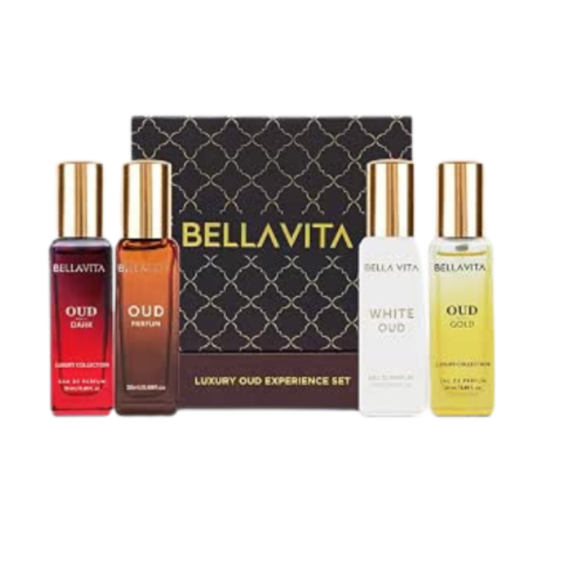 Bella Vita Luxury OUD Experience Eau De Parfum Gift Set 4 x 20ml for Men & Women, Premium Long Lasting EDP Perfume, Oudh Fragrance Scent