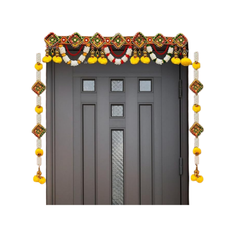 Divyakosh Torans For Entrance Door, Toran Home Decoration, Mandir Decorations Items, With Side Hanging, Door Decoration Items Thoranam Multicolor, 38 Inch