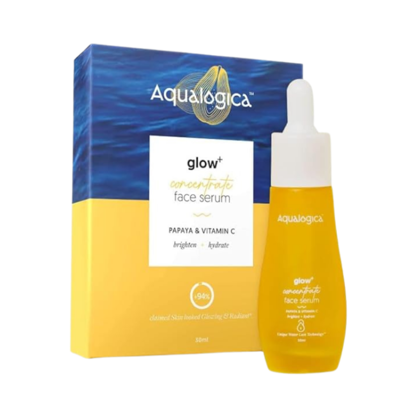 Aqualogica Glow+ Concentrate Vitamin C Face Serum, 1.01 Fl Oz (30ml) | With Vitamin C & Papaya | Organic, Pure, Natural Face Serum Moisturizer for Oily & Dry Skin | for Men & Women