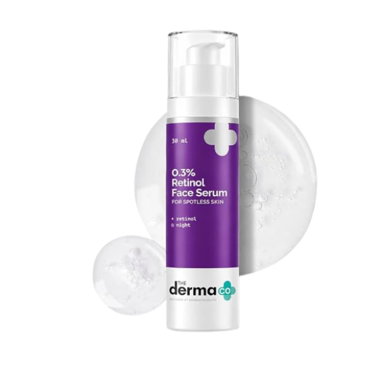 The Derma Co 0.3% Retinol Face Serum for Fine Lines & Wrinkles | Helps Reduce Acne Marks, Pigmentation, Uneven SkinTone & Dark Spots | Skin Brightening Overnight Face Serum for Spotless Skin, 30ml