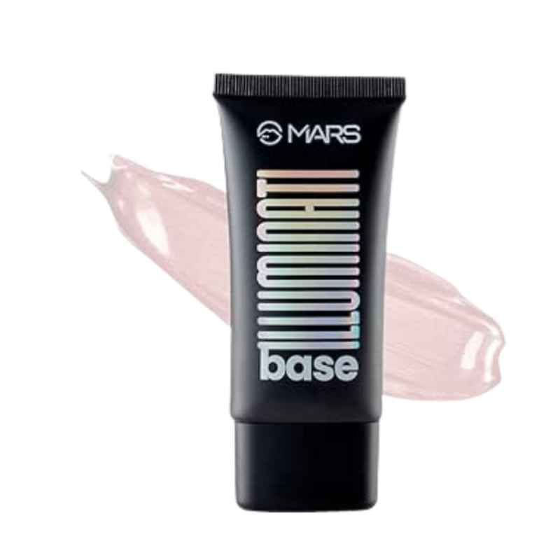 MARS Illuminati Base Dewy Primer with Highlighter | Glowy Dewy Primer for Face Makeup | Natural Finish (45ml) (PINK)