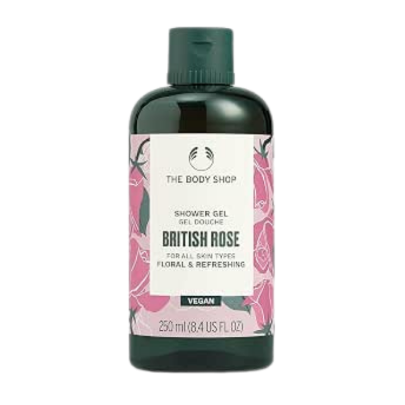 British Rose Shower Gel 250ml | Vegan lathering body wash with aloe vera for all skin types. Gently cleanses and leaves skin feeling soft, smooth & fresh