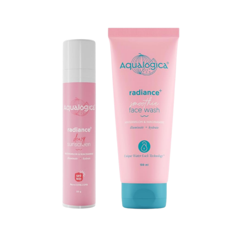 Aqualogica Radiance+ Cleanse & Protect Combo (Face Wash - 100g + Sunscreen - 50g)