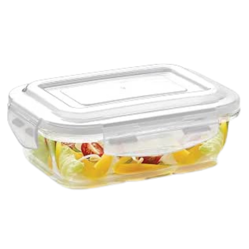 BOROSIL KLIP-N-STORE RECTANGULAR GLASS STORAGE CONTAINER WITH AIR TIGHT LID FOOD STORAGE CONTAINER MICROWAVE SAFE CONTAINER 640 ML